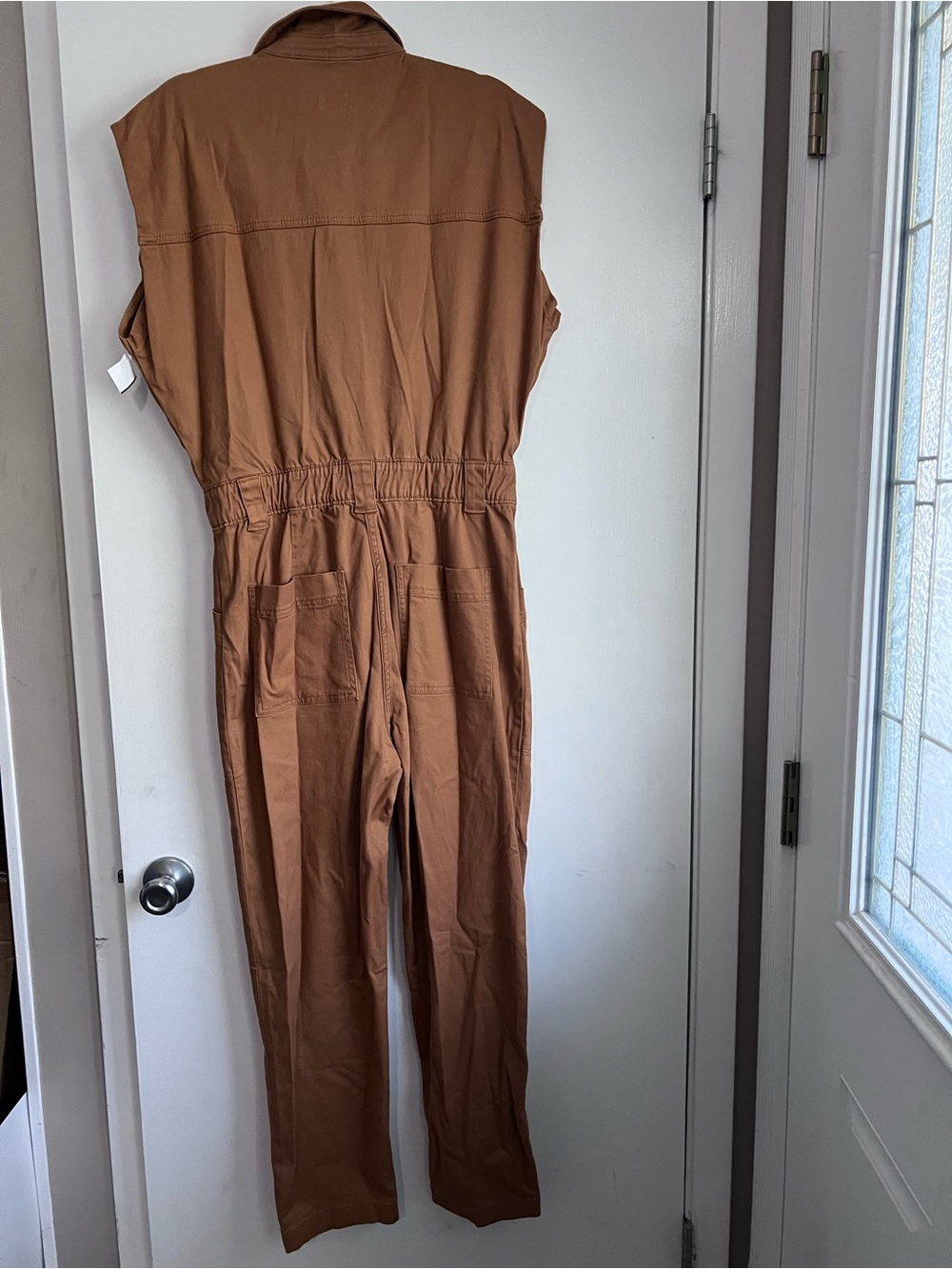 a.n.a Sleeveless Utility Jumpsuit in Camel Brown